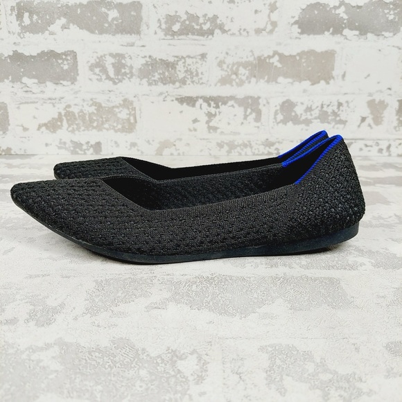 NEW Rothy's The Point II Mesh Knit Ballet Shoes Black Comfy Flats E774